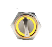 Selettore rotativo Interruttore a pulsante illuminato da 22 mm, 2 o 3 posizioni, selettore rotante in metallo con LED, impermeabile, 5 V, rosso, verde e bianco(Yellow Led,LATCHING_3 POSITION_3-6V)