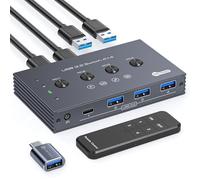 Selettore switch USB 3.2 4 computer condividono 1 USB C e 3 dispositivi USB A 10Gbps 4 porte USB Switcher Condivisione tastiera Mouse Stampante Scanner con 4 cavi USB 3.0 e telecomando e USB C a USB A