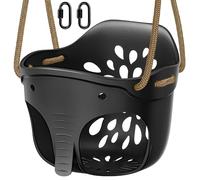 SELEWARE Altalena per bambini da esterno, accessori, schienale alto, sedili a dondolo a secchiello completi con corda regolabile e 4 moschettoni, simpatico design con elefante, capacità 272 kg