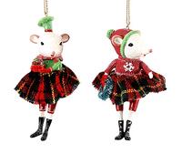 Selezione Cartoleria Varzi dal 1956 - Addobbo Albero Di Natale In Poliresina Topina Bianca con Gonna 11cm - Assortito