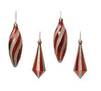Selezione Cartoleria Varzi Dal 1956 Pallina Albero Di Natale in Vetro Rossa Con Glitter Oro Assortite 13,5cm