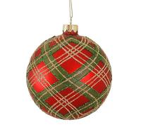 Selezione Cartoleria Varzi dal 1956 - Pallina Albero di Natale In Vetro Tartan e Strisce Oro Ø10