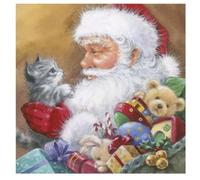 Selezione Cartoleria Varzi Dal 1956 Tovaglioli Di Carta Natalizi Babbo Natale Con Gattino 33 x 33 cm, 20 pezz