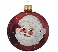 Selezione Varzi dal 1956 pallina vetro rossa 8 cm viso babbo natale