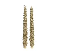 Selezione Varzi set 2 candele albero natale oro glitter 26 cm