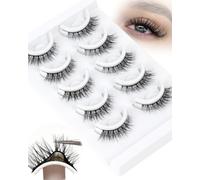 Self Adhesive Ciglia Finte Cat Eye Pre Glued Eyelashes 5 Pairs Pack Stick On Lashes Strip Fake Eyelashes Fluffy Reusable and Soft No Glue Needed by Obeyalash (6D46)