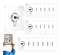 Self Adhesive Hooks - 20 Pieces Heavy Duty Wall Hangers without Nails, No Drill Waterproof Mount Design, Strong Hanging Holders for Towels Keys Decorations Accessories | Home Kitchen Tiles Glass Brick