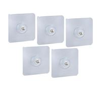 Self Adhesive Hooks Set - 5 Pack Heavy Duty Waterproof Wall Hangers, Strong No Nail Sticky Hook Design, High Grip Adhesive Base + Rust Resistant Metal Hook Structure, Durable Load Support Build Stable