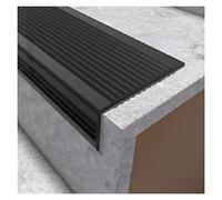 Self-Adhesive L-Type Stair Steps Edge Protector,35 39 43 47 51 Inch Long PVC Stairs Nosing Edge Safety Pads, Inside Outside Home Loft Stairway Edge Trim, Non Slip(Black,140cm/55in)