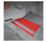 Self-Adhesive L-Type Stair Steps Edge Protector,35 39 43 47 51 Inch Long PVC Stairs Nosing Edge Safety Pads, Inside Outside Home Loft Stairway Edge Trim, Non Slip(Red,150cm/59in)