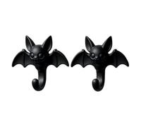 Self Adhesive Wall Hooks - 2 Pieces Halloween Art Decoration Hanger | Cartoon Bat Hook with No Drill Peel and Stick Design for Party Light Garland Door Kitchen Bathroom Renter RV Apartment