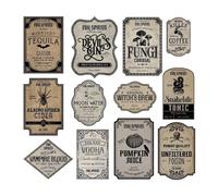 Self-Adhesive Wine Decals - 12 Pcs Glass Stickers, Water Cup Labeling, Bottle Drink Tags, Festive Party Accessory | Halloween Housewarming Drink Stickers for Wine Cocktail Beverage Celebration