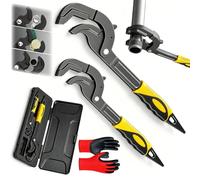 Self Adjusting Pipe Wrench - Quick Grip Universal Pipe Wrench Set for Plumbers, Mechanics & DIY Homeowners, Heavy Duty Anti-Slip Pipe Wrench for Plumbing Repair, Valves, Pipes & Fasteners (Yellow-All)