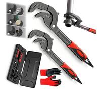 Self Adjusting Pipe Wrench - Quick Grip Universal Pipe Wrench Set for Plumbers, Mechanics & DIY Homeowners, Heavy Duty Anti-Slip Pipe Wrench for Plumbing Repair, Valves, Pipes & Fasteners (Red-All)
