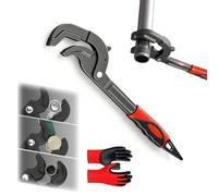 Self Adjusting Pipe Wrench - Quick Grip Universal Pipe Wrench Set for Plumbers, Mechanics & DIY Homeowners, Heavy Duty Anti-Slip Pipe Wrench for Plumbing Repair, Valves, Pipes & Fasteners (Red-S)