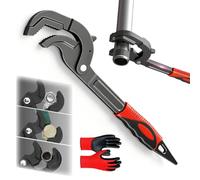 Self Adjusting Pipe Wrench - Quick Grip Universal Pipe Wrench Set for Plumbers, Mechanics & DIY Homeowners, Heavy Duty Anti-Slip Pipe Wrench for Plumbing Repair, Valves, Pipes & Fasteners (Red-L)