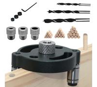 Self Centering Dowel - Adjustable Drill Guide, Handheld Hole Locator Tool with Precision Bushings, Aluminum Alloy Edge Boring Guide for Woodworking, Hardware for Kitchen Closet System