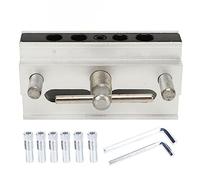 Self Centering Dowel Jig, Woodworking Drill Hole Guide Tool with 1/4in 3/8in 5/16in Sleeves and 7/16in 1/2in Holes for Accurate DIY Carpentry Projects