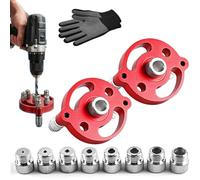 Self-Centering Doweling Jig - Precision Drill Guide for Flawless Woodworking Joints 2/3/4/5/6/7/8/9/10mm, Handheld Jig Drill Guide for Shelf Building, Joinery, DIY Home (2set*Red)