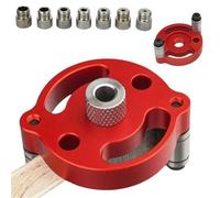 Self-Centering Doweling Jig - Precision Drill Guide for Flawless Woodworking Joints 2/3/4/5/6/7/8/9/10mm, Handheld Jig Easy to Install, Cabinet Furniture Carpentry DIY Tool (Red)