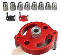 Self-Centering Doweling Jig - Precision Drill Guide for Flawless Woodworking Joints, 8 Metric Sizes (3-10mm), Adjustable Handheld Hole Locator Tool for Furniture, Joinery & Home Project (Red,2PCS)