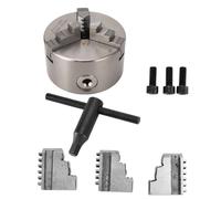 Self Centering Lathe Chuck Metal 3 Jaw Chuck, High Precision Lathe Chuck Accessory, Nodular Cast Iron Chuck with Two Sets of Jaws and Wrench for Wood and Metal Turning on Standard (K11-100)