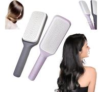 Self Cleaning Hair Brush, 2025 New Upgrade Easy Clean Hair Brush, Retractable Hair Brush, Anti Static Massage Comb Brush, for Effortless Hair (Grey+Violet)