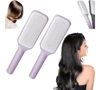 Self Cleaning Hair Brush, 2025 New Upgrade Easy Clean Hair Brush, Retractable Hair Brush, Anti Static Massage Comb Brush, for Effortless Hair (2pcs-Violet)
