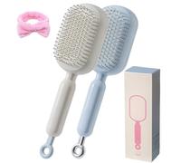 Self Cleaning Hair Brush,Retractable Air Cushion Massage Comb with One-Pull Clean Design,Anti-Static Detangling Scalp Brush for Women Men,Easy Clean Hair Styling Tool for All Hair Types (2PCS-A)