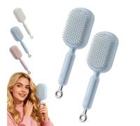 Self Cleaning Hair Brush, Retractable Cushion Massage Comb, Massage Comb - ABS Retractable Air Cushion Detangling Brush, Easy Clean (Blue #2)