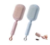 Self Cleaning Hair Brush, Retractable Cushion Massage Comb, One-Click Hair Removal Detangling Brush, Scalp Relaxing Air Cushion Comb, Easy to Clean, Comfort (Pink+Blue)
