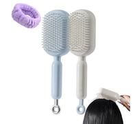 Self Cleaning Hair Brush, Retractable Hair Brush, Cushion Airbag Massage Combs, Anti Static Massage Comb, for Women Men All Types (White + Blue)