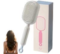 Self Cleaning Hair Brush, Retractable Hair Brush, New Cushion Massage Combs, One-pull Clean Anti Static Brushs, Hairs Styling Tools for All Hairs Types (White)