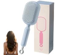 Self Cleaning Hair Brush, Retractable Hair Brush, New Cushion Massage Combs, One-pull Clean Anti Static Brushs, Hairs Styling Tools for All Hairs Types (Blue)