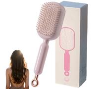 Self Cleaning Hair Brush, Retractable Hair Brush, New Cushion Massage Combs, One-pull Clean Anti Static Brushs, Hairs Styling Tools for All Hairs Types (Pink)