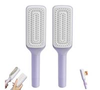 Self Cleaning Hair Brush, Retractable Hair Brush, Retractable Bristles Easy to Clean Anti Static Massage Hairbrush, for Women Long Hairs Thick Hairs (Purple-2pcs)