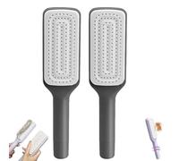 Self Cleaning Hair Brush, Retractable Hair Brush, Retractable Bristles Easy to Clean Anti Static Massage Hairbrush, for Women Long Hairs Thick Hairs (Black-2pcs)