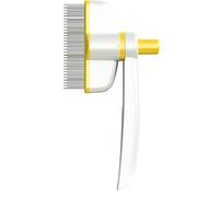 Self-Cleaning Pet Grooming Brush - Rotating Head for Cats & Dogs, Flea & Tick Comb, Detangles Hair, Removes Shedding Fur (giallo)