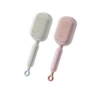 Self-Cleaning Retractable Hairbrush - Anti-Static Massage Comb with Ergonomic Handle, One-pull Clean for All Hair Types & Wigs (Pink+White)