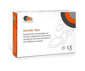 self-diagnostics Test Ferritina 2x - Test del Ferro per Uso Domestico in Caso di Stanchezza | Autotest per la Carenza di Ferro da Puntura del Dito | Risultato della Ferritina in 5 Minuti