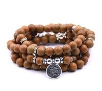 Self-Discovery 108 perle naturali Mala Yoga gioielli meditazione perline braccialetto collana con simbolo di yoga, One Size, Pietra Legno, Perline