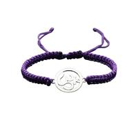 Self-Discovery Mala Braccialetto Yoga Om per Donne - Corda Regolabile, Charm Argento, Gioiello di Energia Spirituale (Viola Ametista)