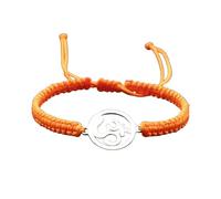 Self-Discovery Mala Braccialetto Yoga Om per Donne - Corda Regolabile, Charm Argento, Gioiello di Energia Spirituale (Arancio Tramonto)