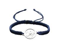 Self-Discovery Mala Braccialetto Yoga Om per Donne - Corda Regolabile, Charm Argento, Gioiello di Energia Spirituale (Blu Marino)