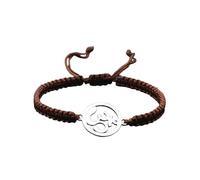 Self-Discovery Mala Braccialetto Yoga Om per Donne - Corda Regolabile, Charm Argento, Gioiello di Energia Spirituale (Marrone Caffè)