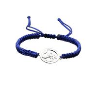 Self-Discovery Mala Braccialetto Yoga Om per Donne - Corda Regolabile, Charm Argento, Gioiello di Energia Spirituale (Blu Azzurro)
