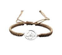 Self-Discovery Mala Braccialetto Yoga Om per Donne - Corda Regolabile, Charm Argento, Gioiello di Energia Spirituale (Marrone Cacao)