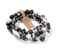Self-Discovery Mala Set di 3 braccialetti elasticizzati con pietre preziose, da donna, con tripla pila, in stile bohémien, in tonalità abbinate