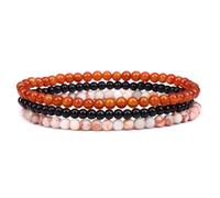 Self-Discovery Mala Set di Braccialetti con Cristalli Guaritrici per Donne - Gioielli con Perle da 4mm Elastici, Regalo Spirituale (Corniola)