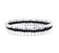 Self-Discovery Mala Set di Braccialetti con Cristalli Guaritrici per Donne - Gioielli con Perle da 4mm Elastici, Regalo Spirituale (Howlite)